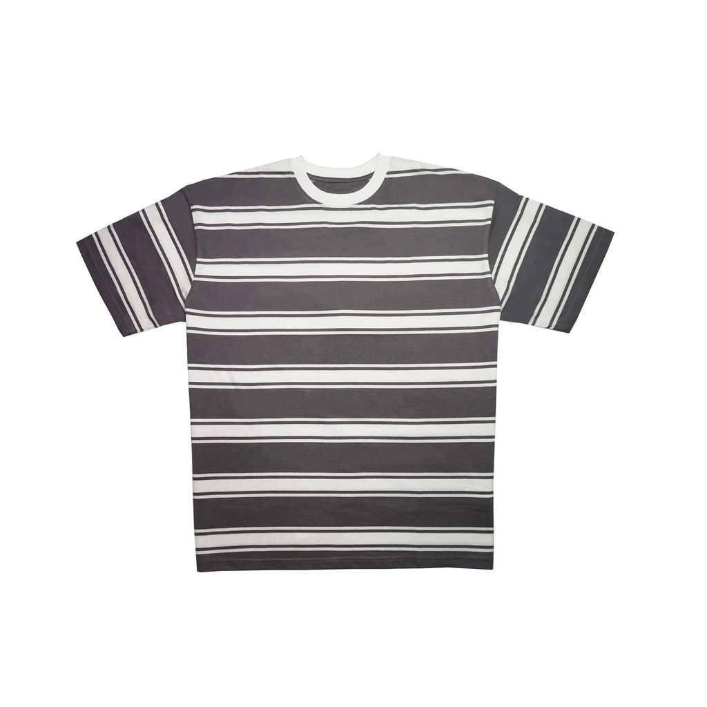 Walnut Haze Brown Crew Neck Striped Tee