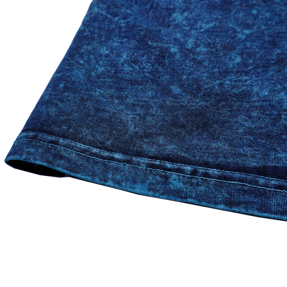 Cosmic Blue Acid Wash Oversized Drop Shoulder Premium T-Shirt V1