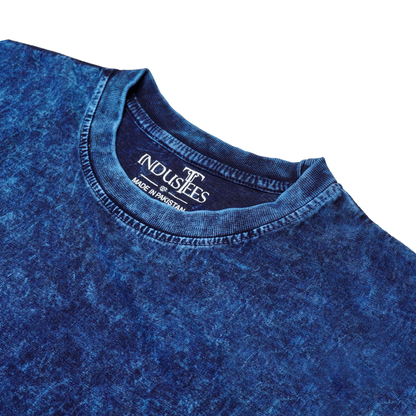 Cosmic Blue Acid Wash Oversized Drop Shoulder Premium T-Shirt V1