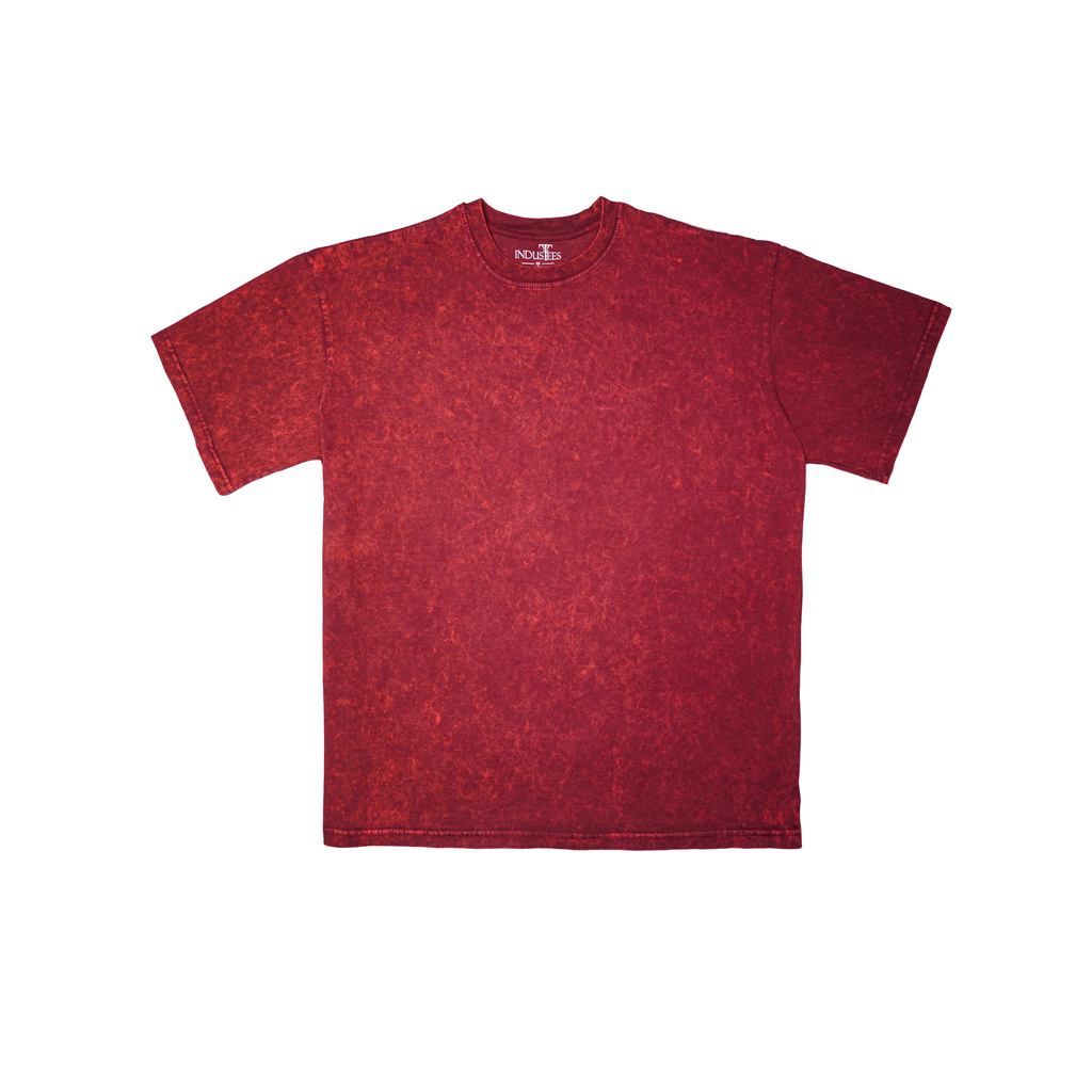 Oxy Maroon Acid Wash Oversized Drop Shoulder Premium T-Shirt V1
