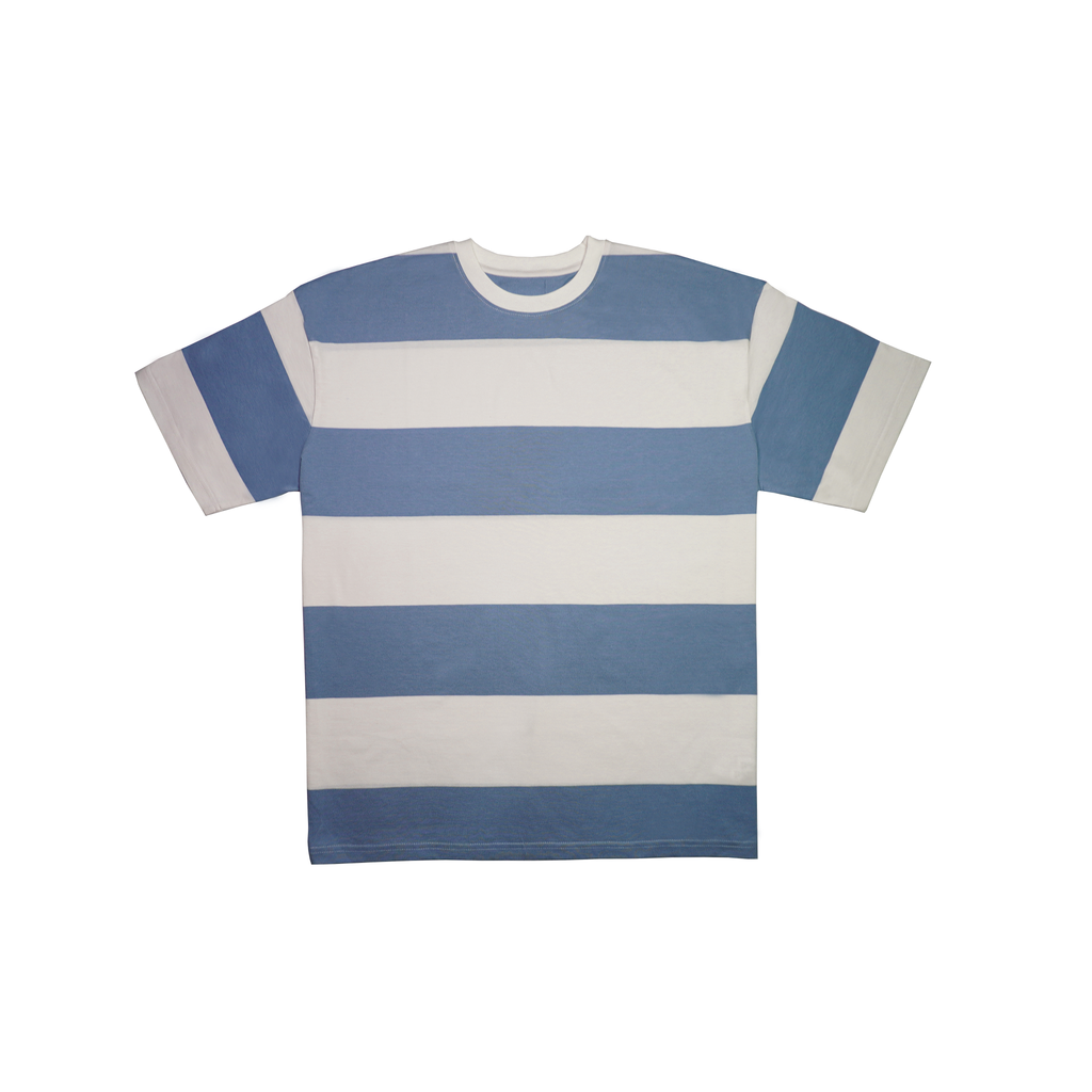 Aqua Frost Crew Neck Striped Tee