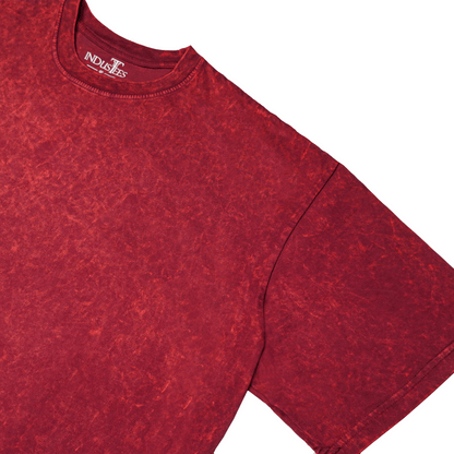 Oxy Maroon Acid Wash Oversized Drop Shoulder Premium T-Shirt V1