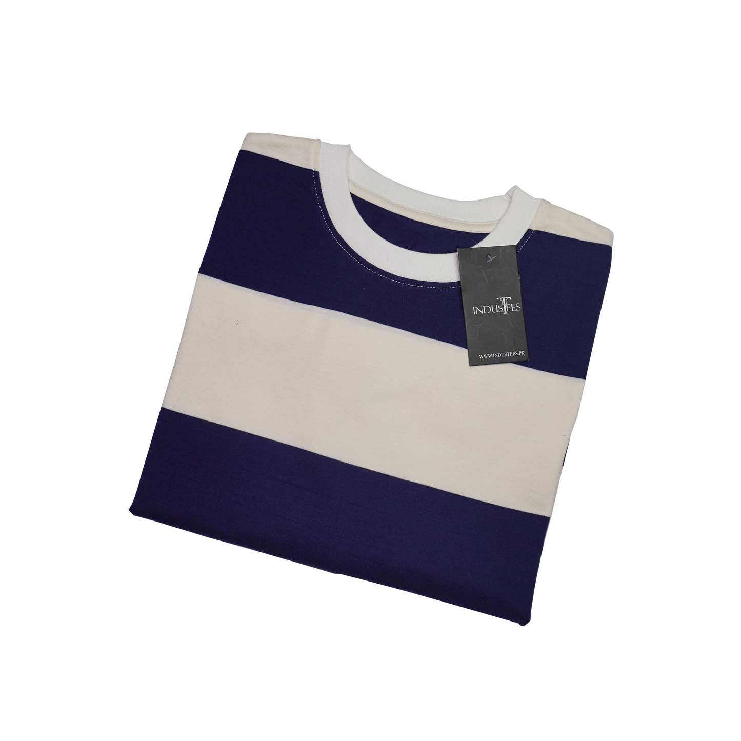 Portside Blue Crew Neck Striped Tee