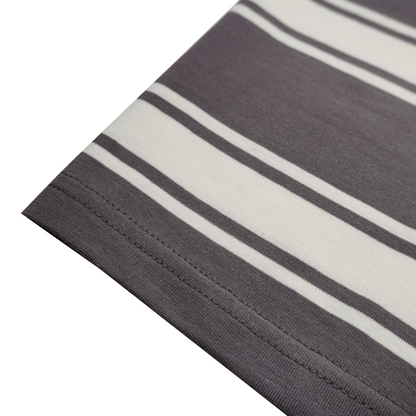 Walnut Haze Brown Crew Neck Striped Tee
