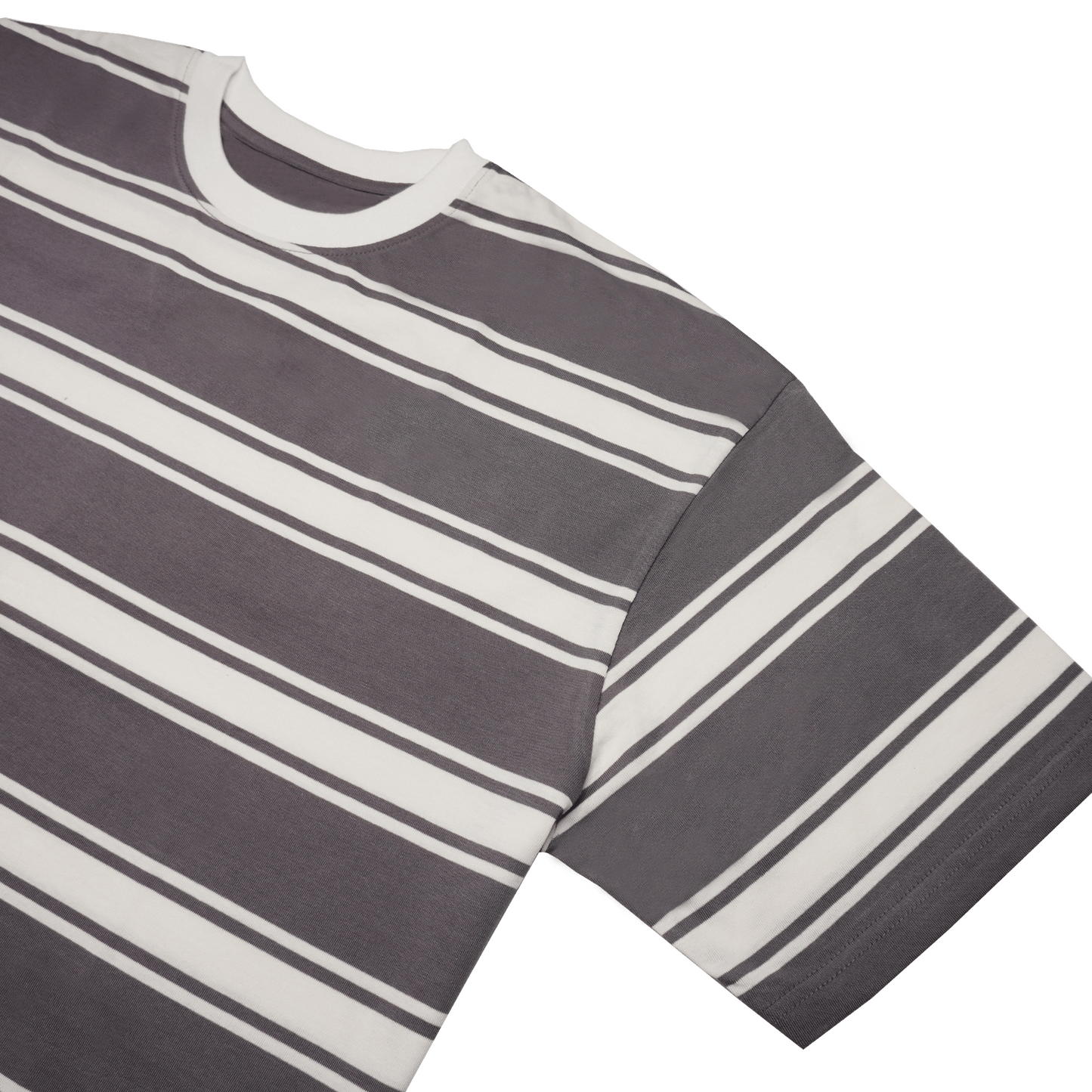 Walnut Haze Brown Crew Neck Striped Tee