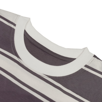 Walnut Haze Brown Crew Neck Striped Tee