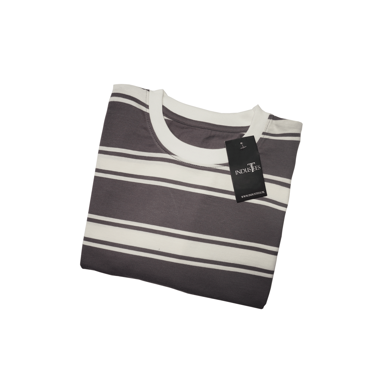 Walnut Haze Brown Crew Neck Striped Tee