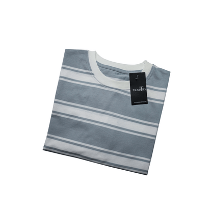 Graphite Wave Crew Neck Striped Tee